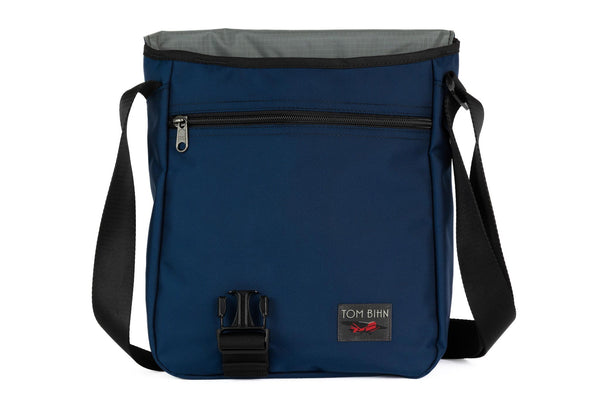 Medium Cafe Bag in Deep Blue (dark blue) 525 Ballistic with Mountain Grey (grey with light grey grid) 210 Cerylon interior